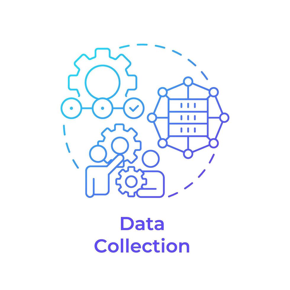 Data collection blue gradient concept icon. Factory automation, industrial operations. Performance analysis. Round shape line illustration. Abstract idea. Graphic design. Easy to use in infographic vector