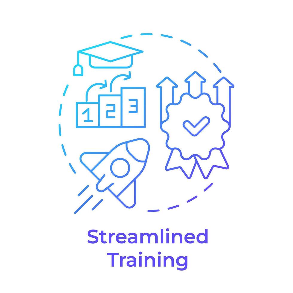 Streamlined training blue gradient concept icon. Quality improvement, operational efficiency. Round shape line illustration. Abstract idea. Graphic design. Easy to use in infographic, presentation vector