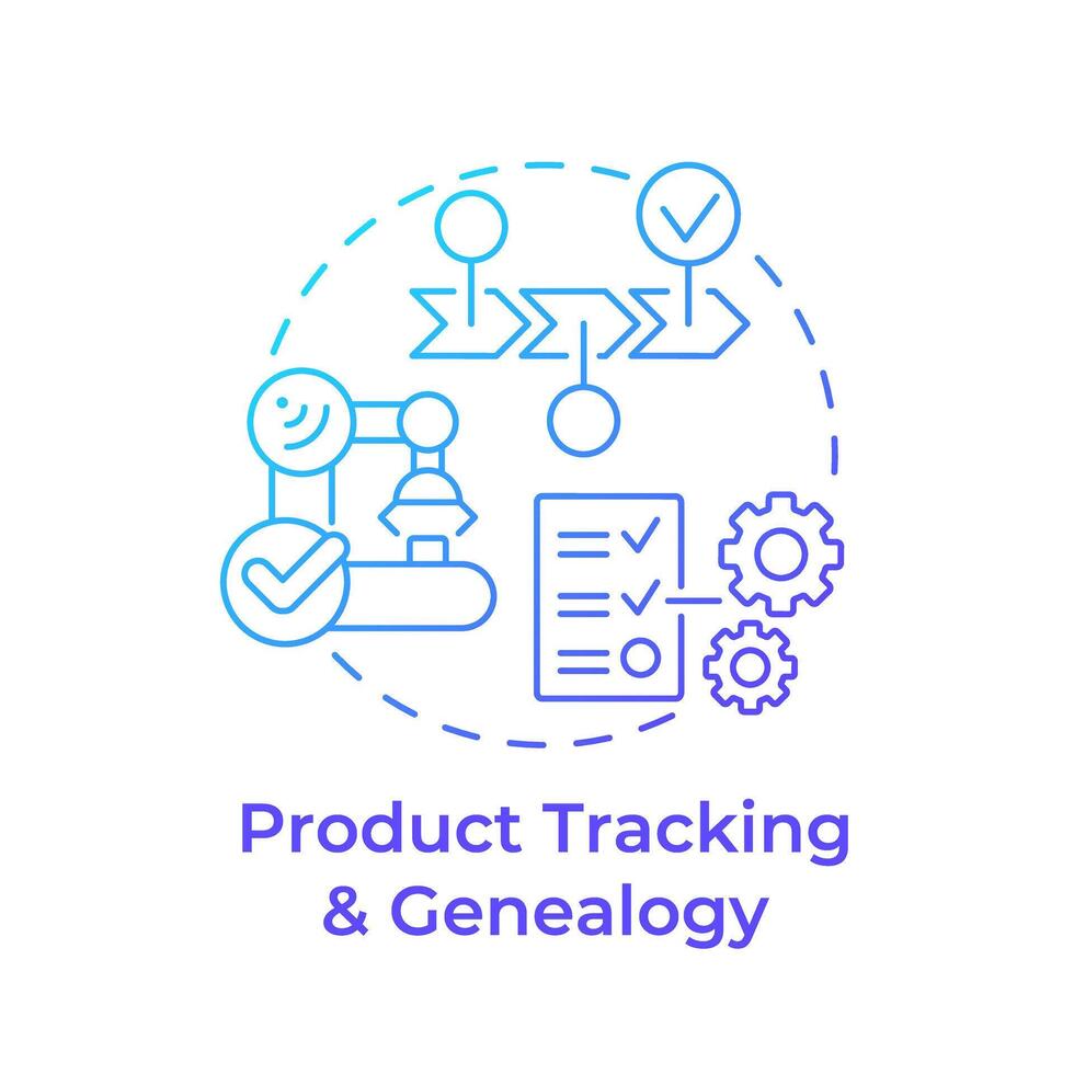 Product tracking and genealogy blue gradient concept icon. Traceability manufacturing. Task accomplishment. Round shape line illustration. Abstract idea. Graphic design. Easy to use in infographic vector