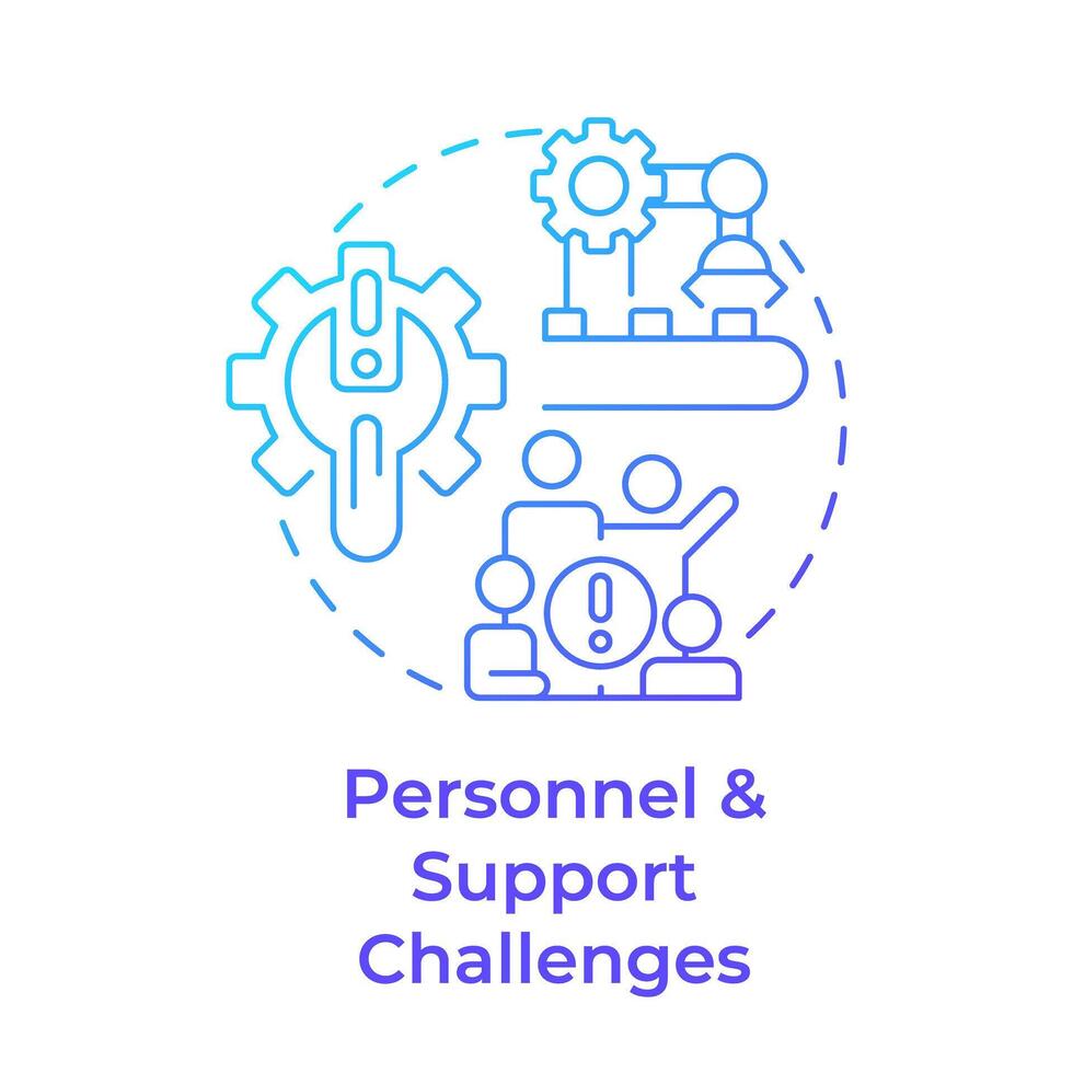 Personnel and support challenges blue gradient concept icon. System infrastructure, compliance technology. Round shape line illustration. Abstract idea. Graphic design. Easy to use in infographic vector