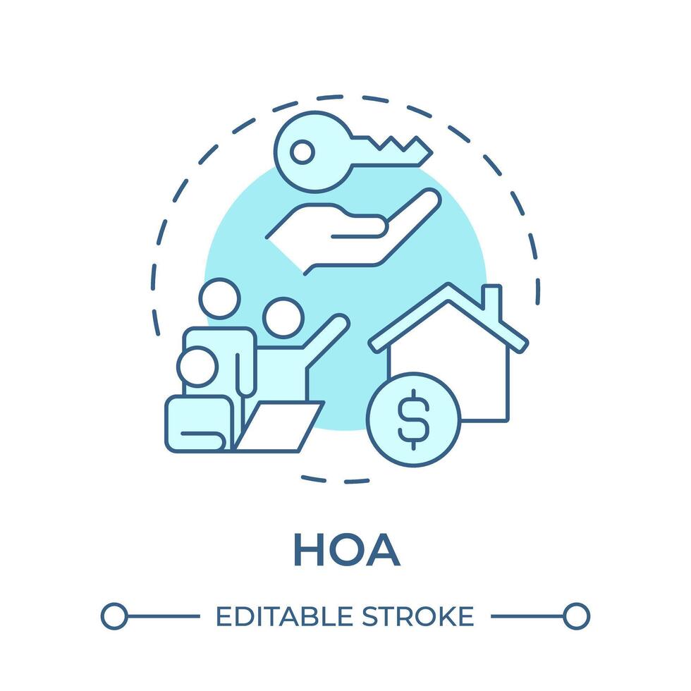 HOA soft blue concept icon. Management services, neighborhood administration. Round shape line illustration. Abstract idea. Graphic design. Easy to use in infographic, presentation vector