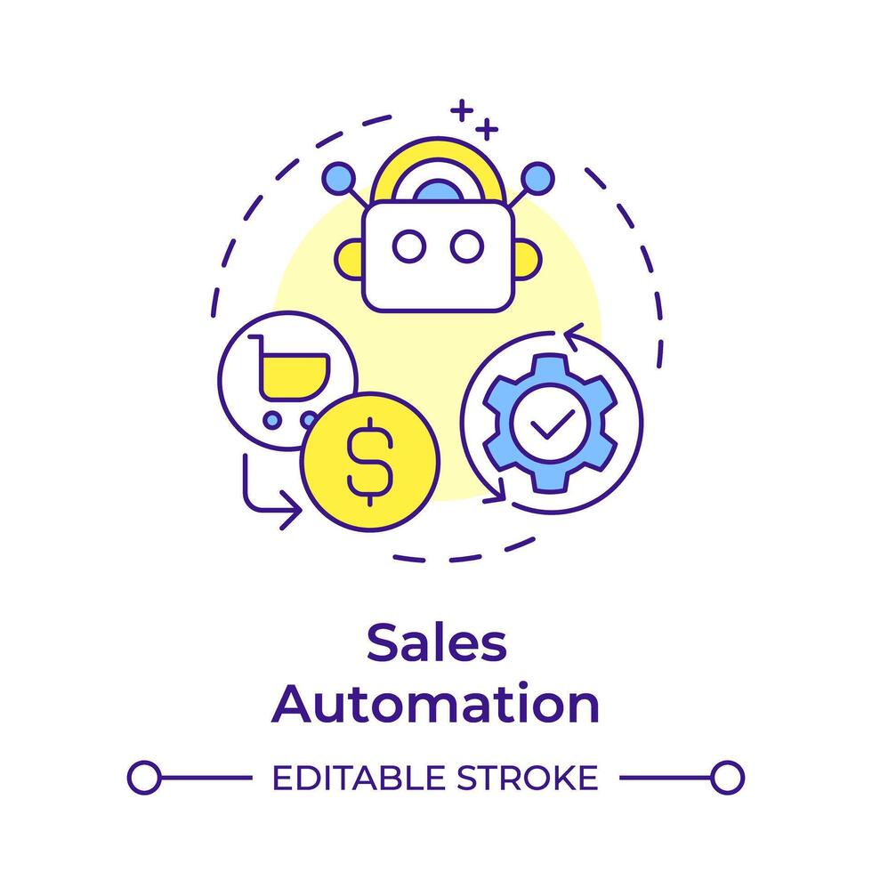 Sales automation multi color concept icon. Customer relationships, automation tools. Round shape line illustration. Abstract idea. Graphic design. Easy to use in infographic, presentation vector