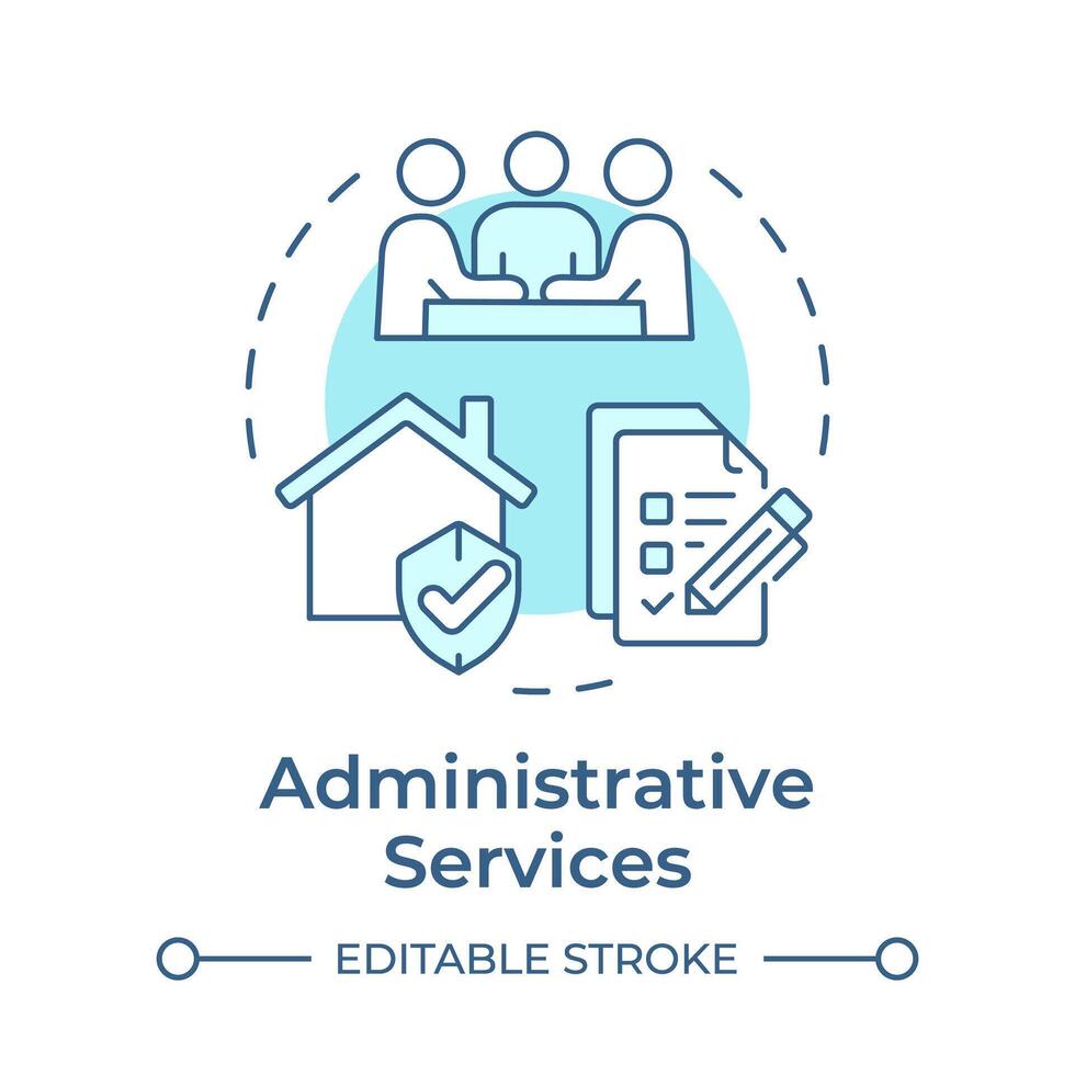 Administrative services soft blue concept icon. Hoa management, financial administration. Round shape line illustration. Abstract idea. Graphic design. Easy to use in infographic, presentation vector