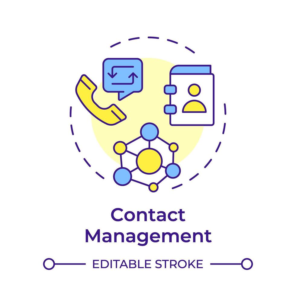 Contact management multi color concept icon. Email tracking, customer service. Round shape line illustration. Abstract idea. Graphic design. Easy to use in infographic, presentation vector
