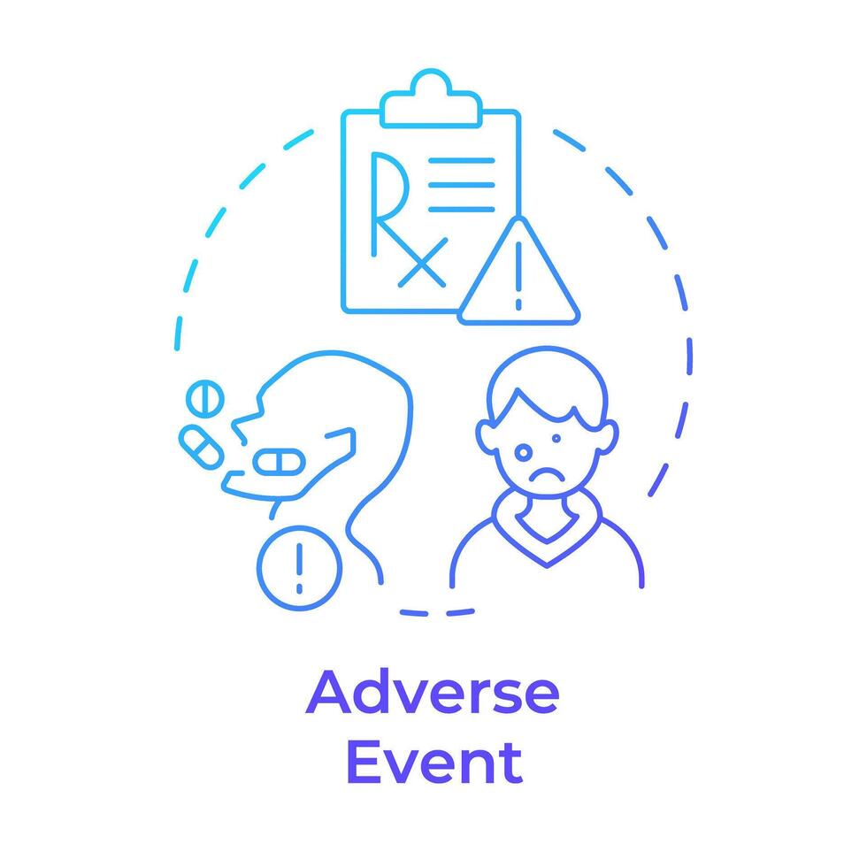 Adverse event blue gradient concept icon. Healthcare complications. Pharmaceutical services. Round shape line illustration. Abstract idea. Graphic design. Easy to use in infographic, article vector