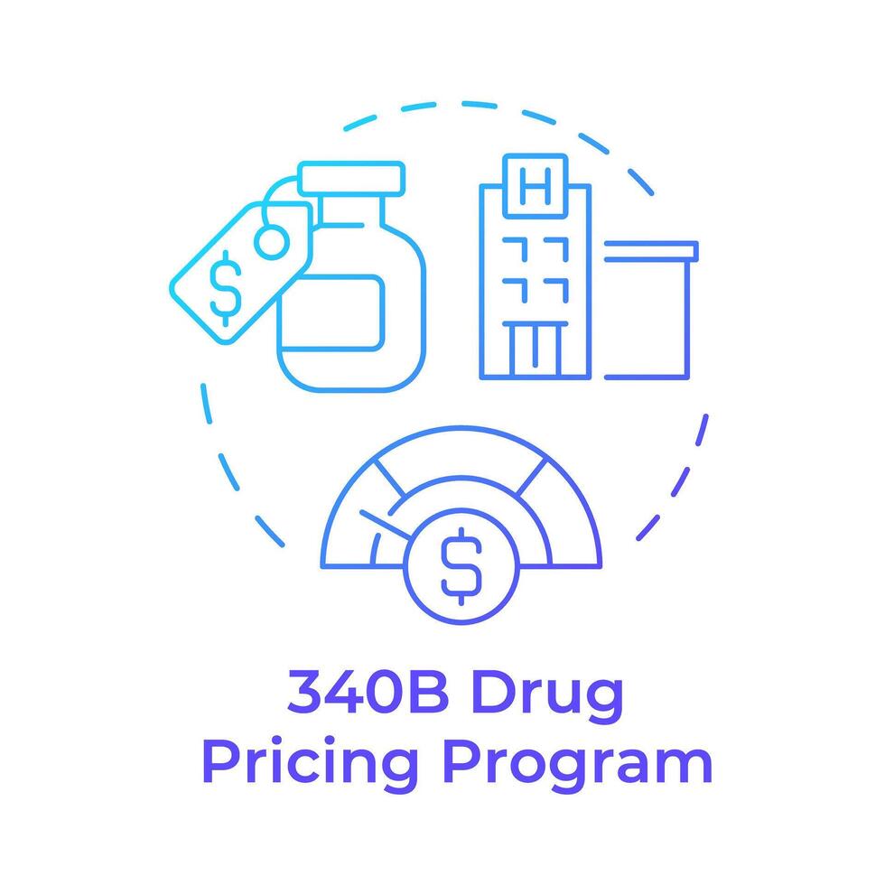 340B Drug pricing program blue gradient concept icon. Public service, care facility. Round shape line illustration. Abstract idea. Graphic design. Easy to use in infographic, article vector