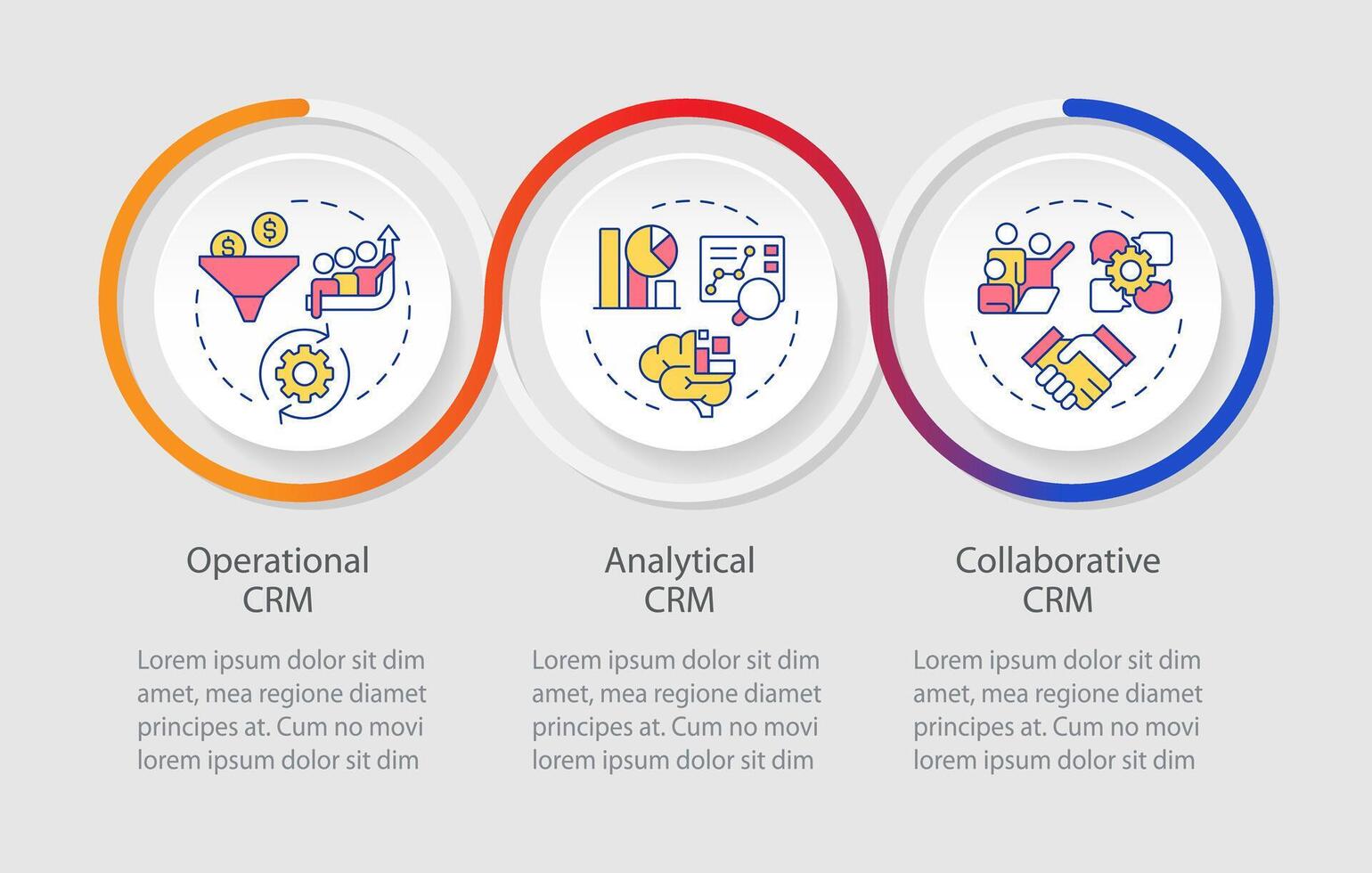 Customer management tools loop infographic template. Customer relationship. Data visualization with 3 steps. Editable timeline info chart. Workflow layout with line icons vector