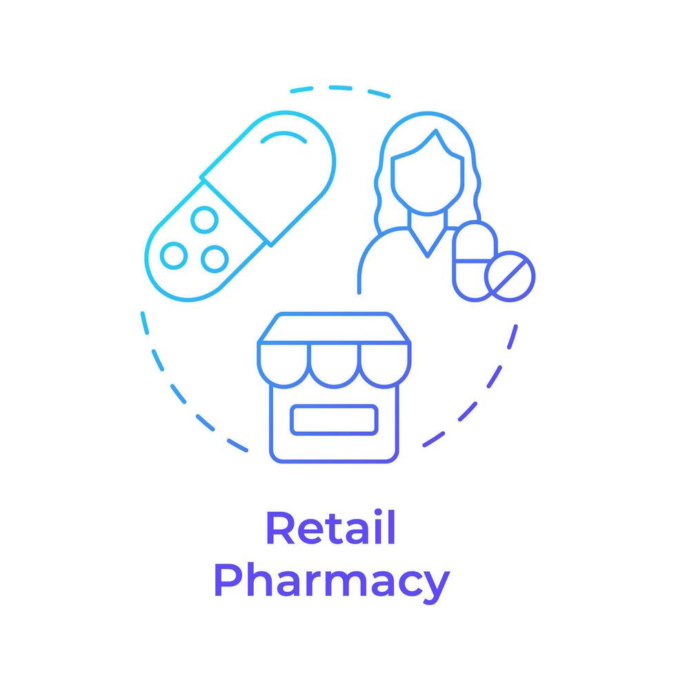 Retail pharmacy blue gradient concept icon. Healthcare system. Patient support services. Round shape line illustration. Abstract idea. Graphic design. Easy to use in infographic, article vector