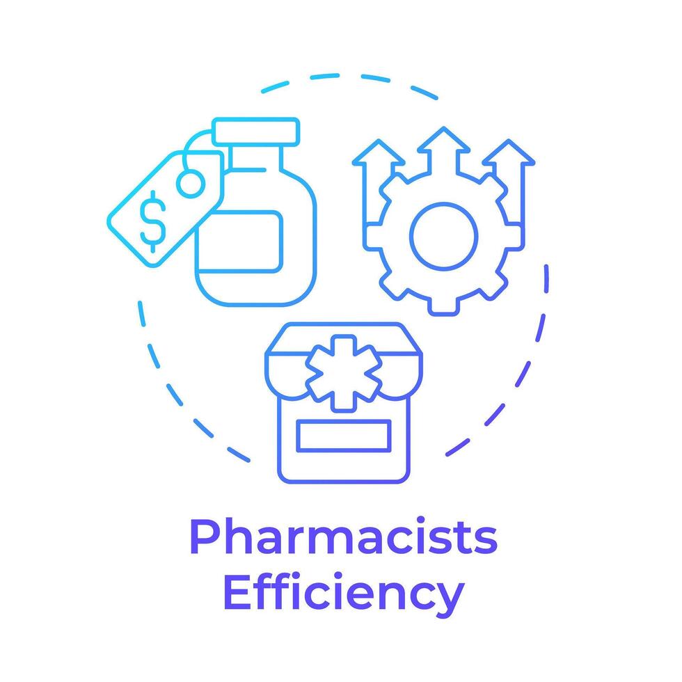 Pharmacists efficiency blue gradient concept icon. Efficiency increase, chemist shop. Round shape line illustration. Abstract idea. Graphic design. Easy to use in infographic, article vector