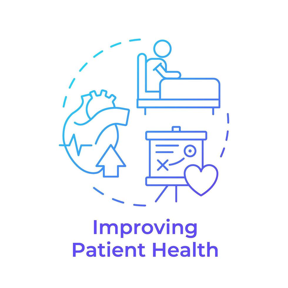 Improving patient health blue gradient concept icon. Pharmaceutical services, personalized medicine. Round shape line illustration. Abstract idea. Graphic design. Easy to use in infographic, article vector