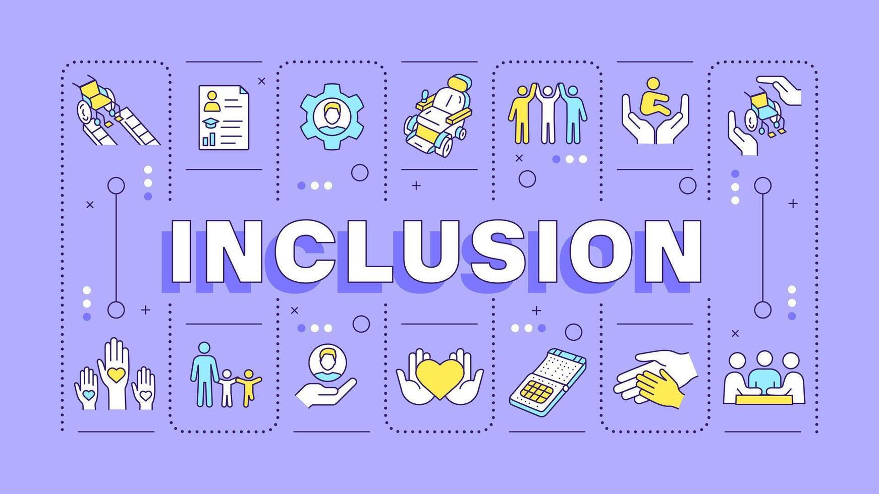 Inclusion purple word concept. Diversity business disability. Social 