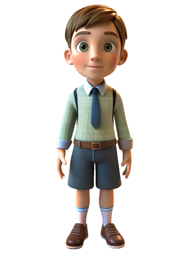 Boy in School Uniform 3d Design png