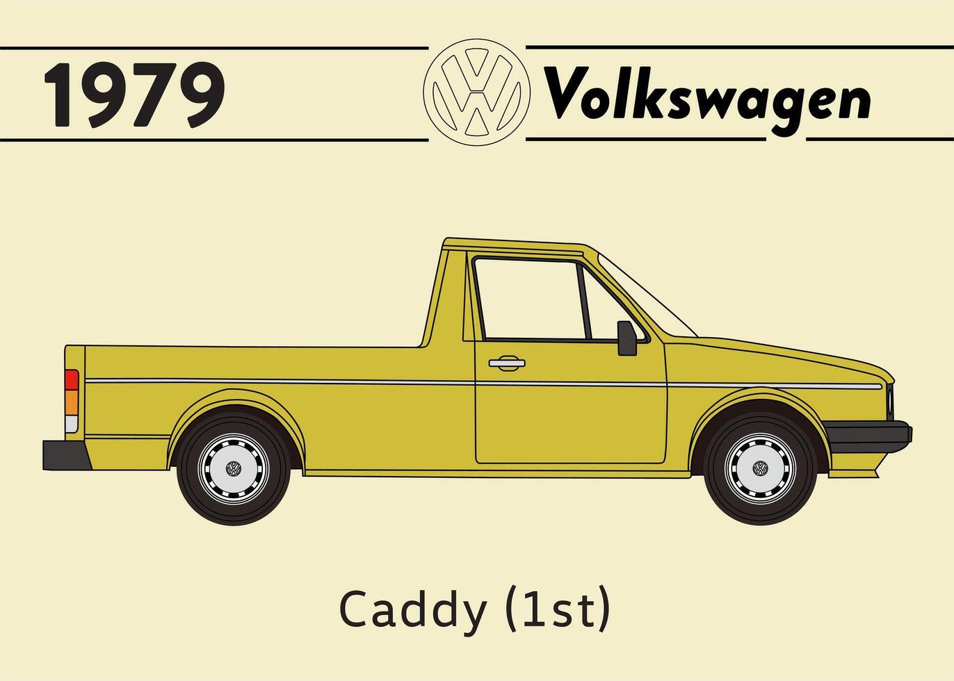 1979 VW Caddy car poster art vector