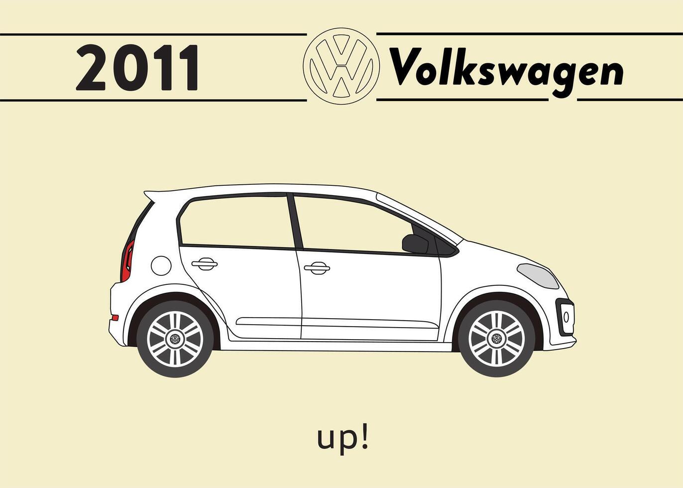 2011 VW UP car poster art vector