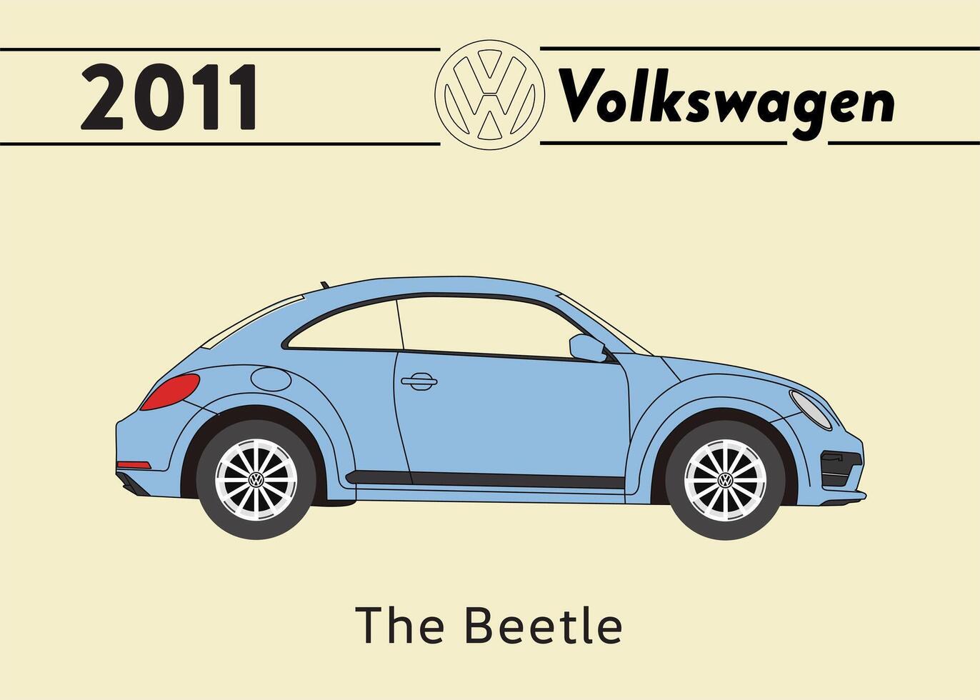 2011 VW The Beetle car poster art vector