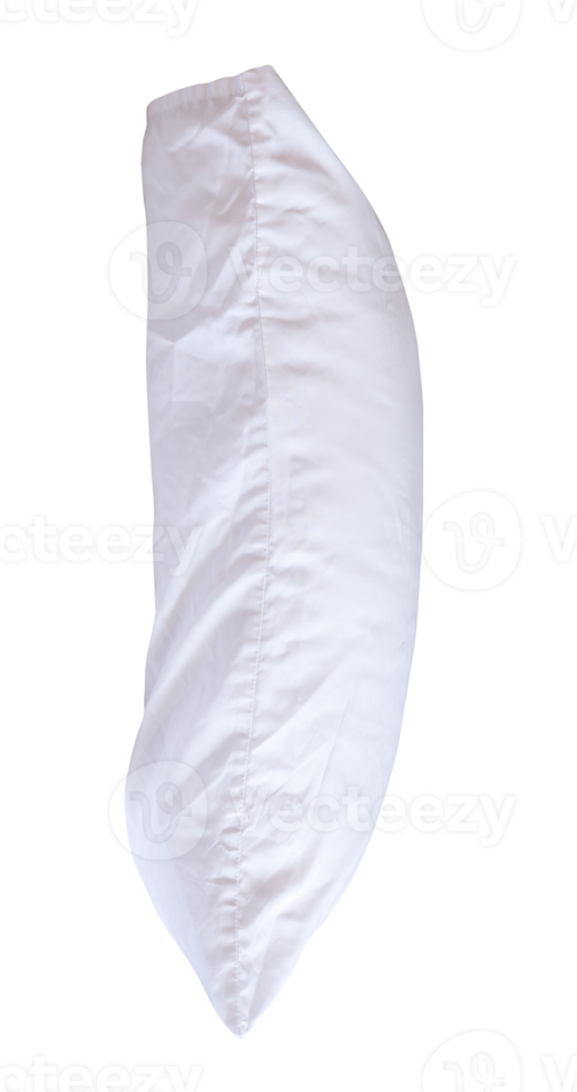 Side view of white pillow with case isolated with clipping path in file format png