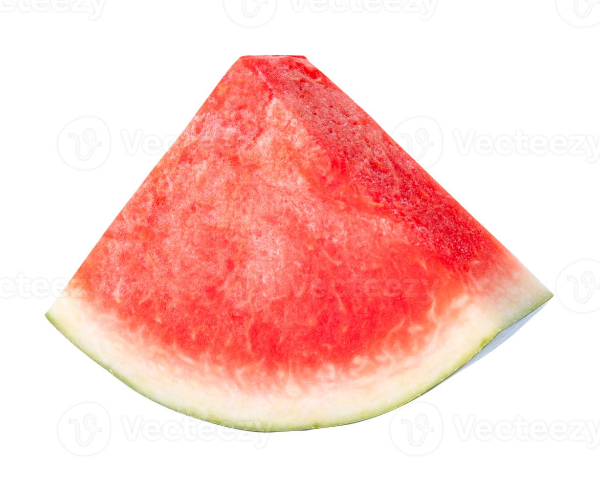 Front view of red watermelon slice isolated with clipping path in file format png