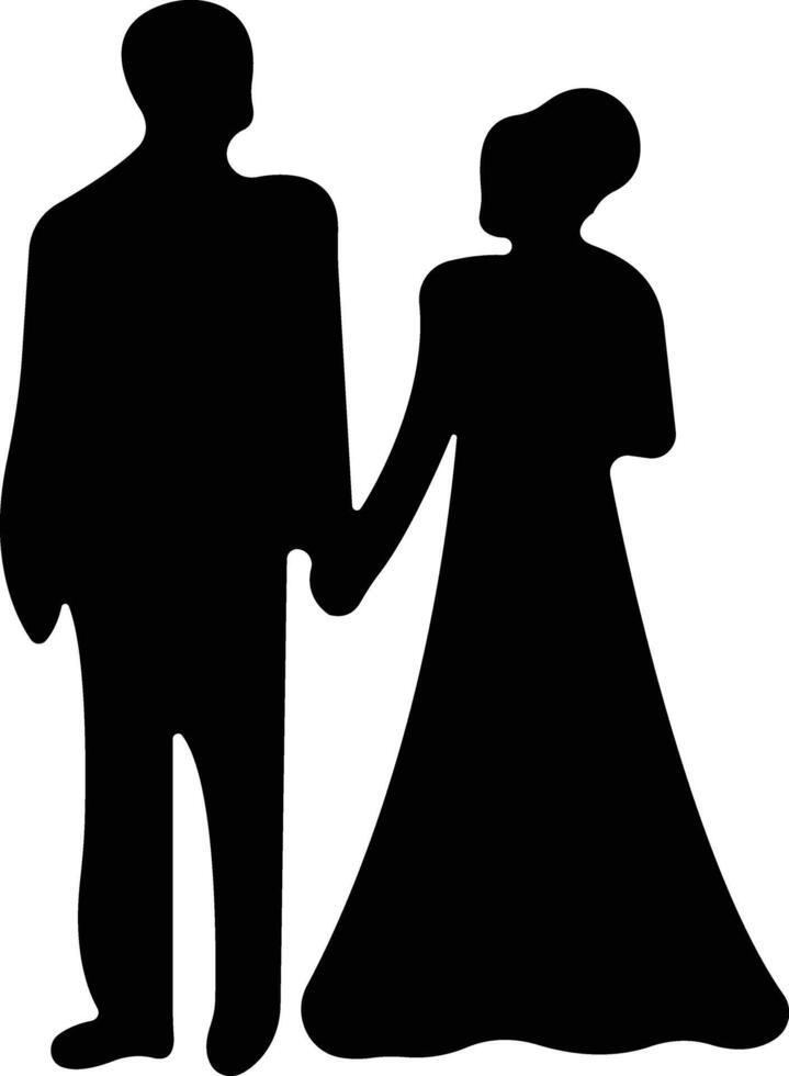 Wedding Married couple Icon in flat. wedding drawn from the characters of the bride and groom of the husband and wife are married. for apps or website isolated vector