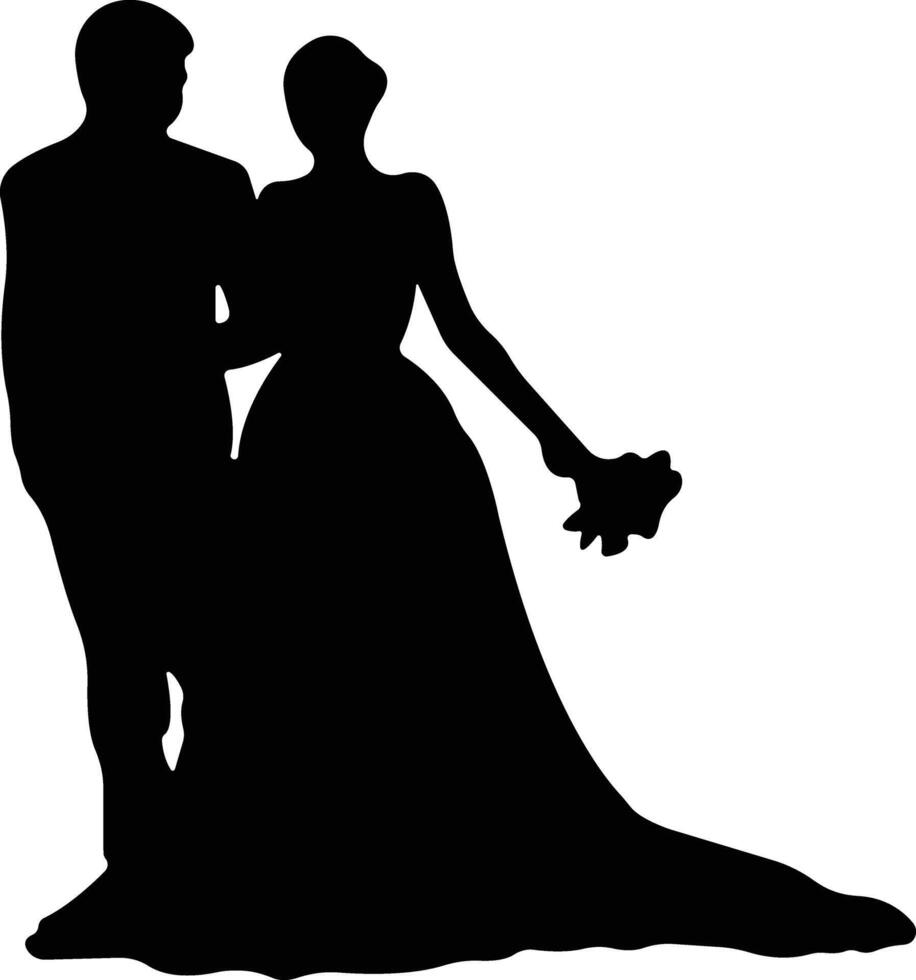 Wedding Married couple Icon in flat. wedding drawn from the characters of the bride and groom of the husband and wife are married. for apps or website isolated vector