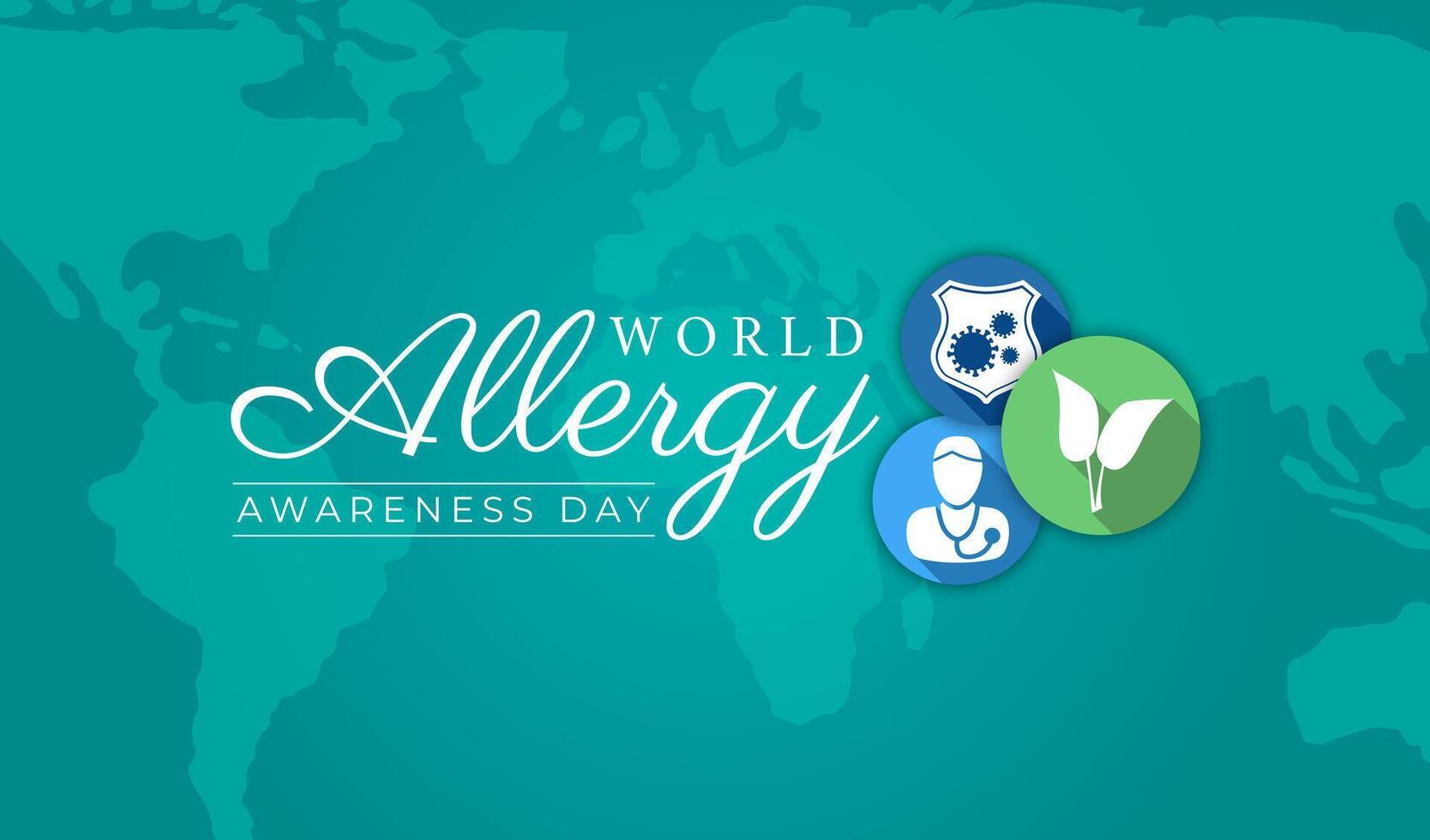 World Allergy Awareness Day Teal Illustration Background Design vector