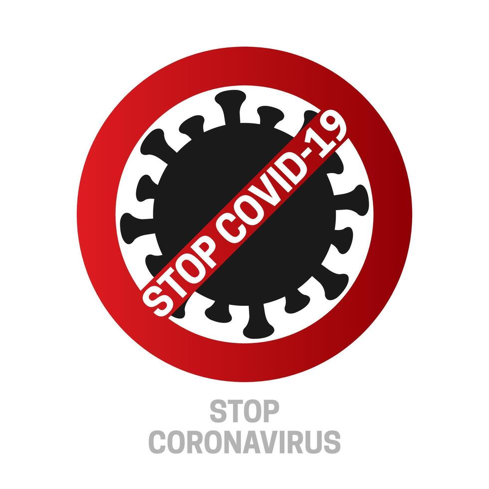 Stop Coronavirus Isolated Covid-19 Icon with Corona Virus on White Background vector