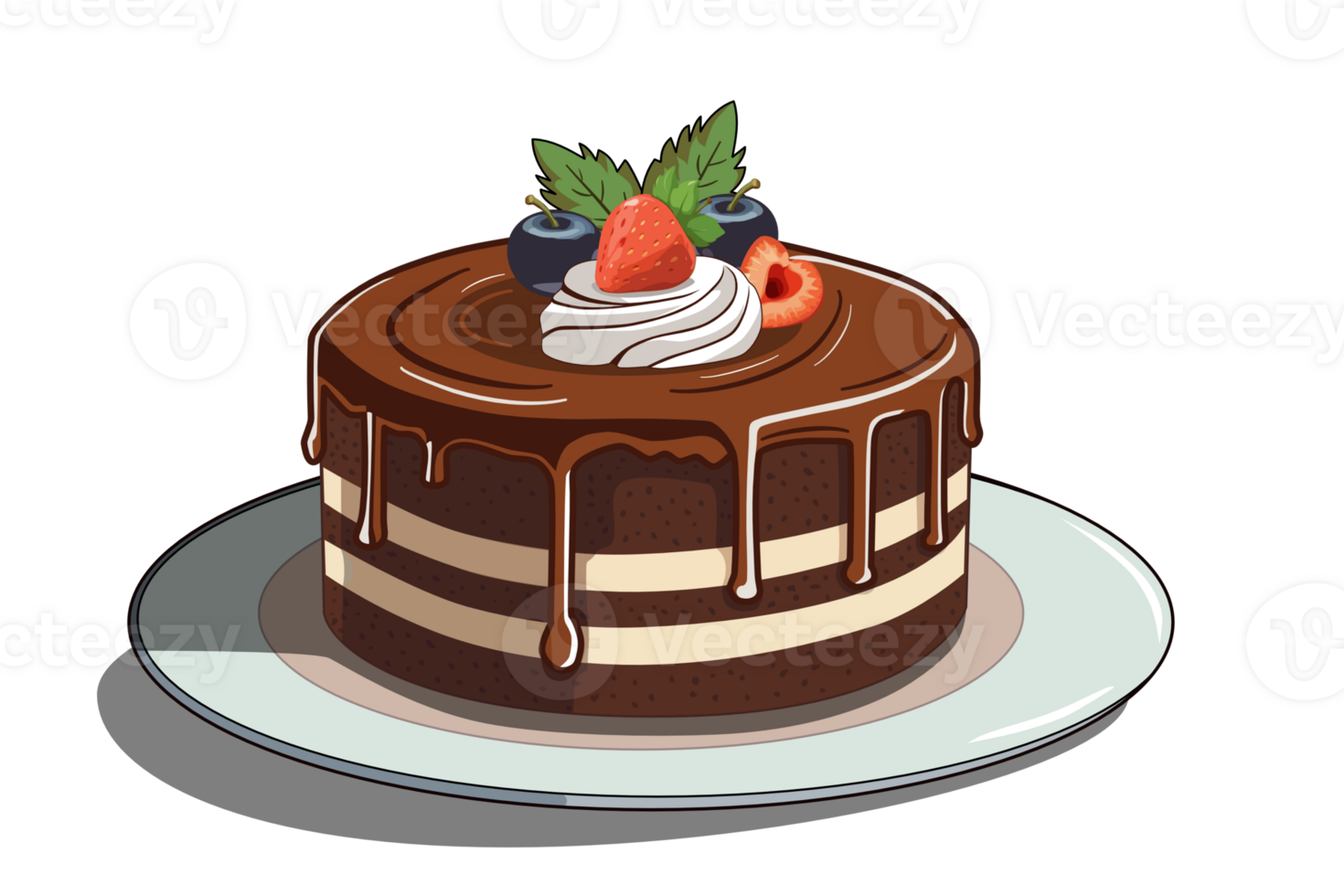 Chocolate cake with fruits png