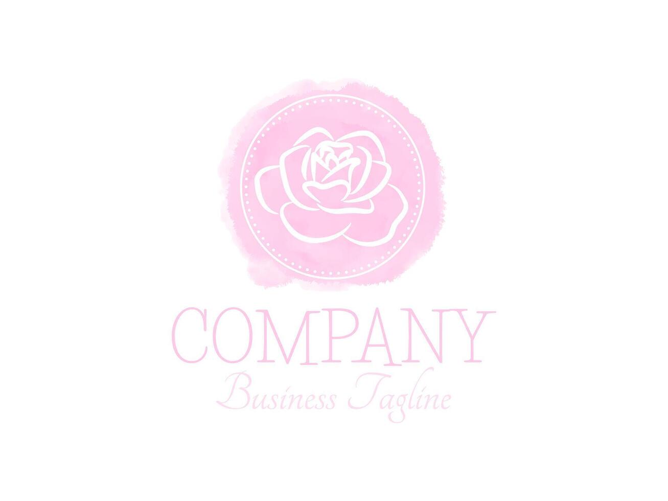 Watercolor Rose Vintage Logo Design vector