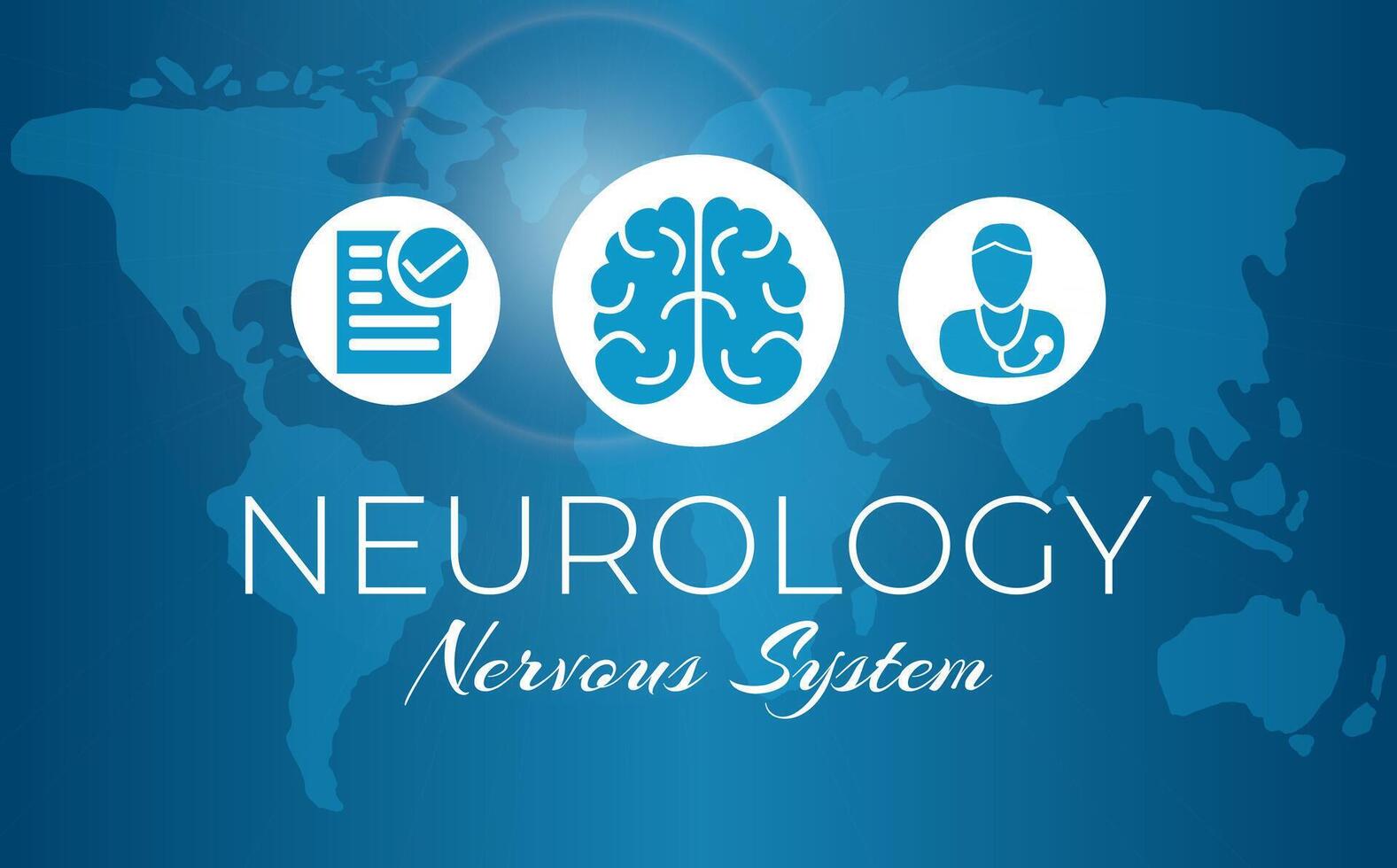Neurology Medical Background Illustration with World Map vector