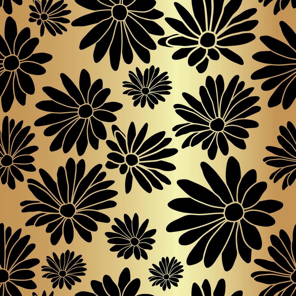 Gold Flower Floral Textile Repeat Pattern Background vector