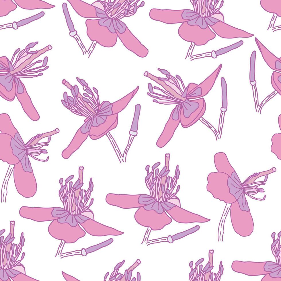 Pink Floral Seamless Pattern on White Background vector