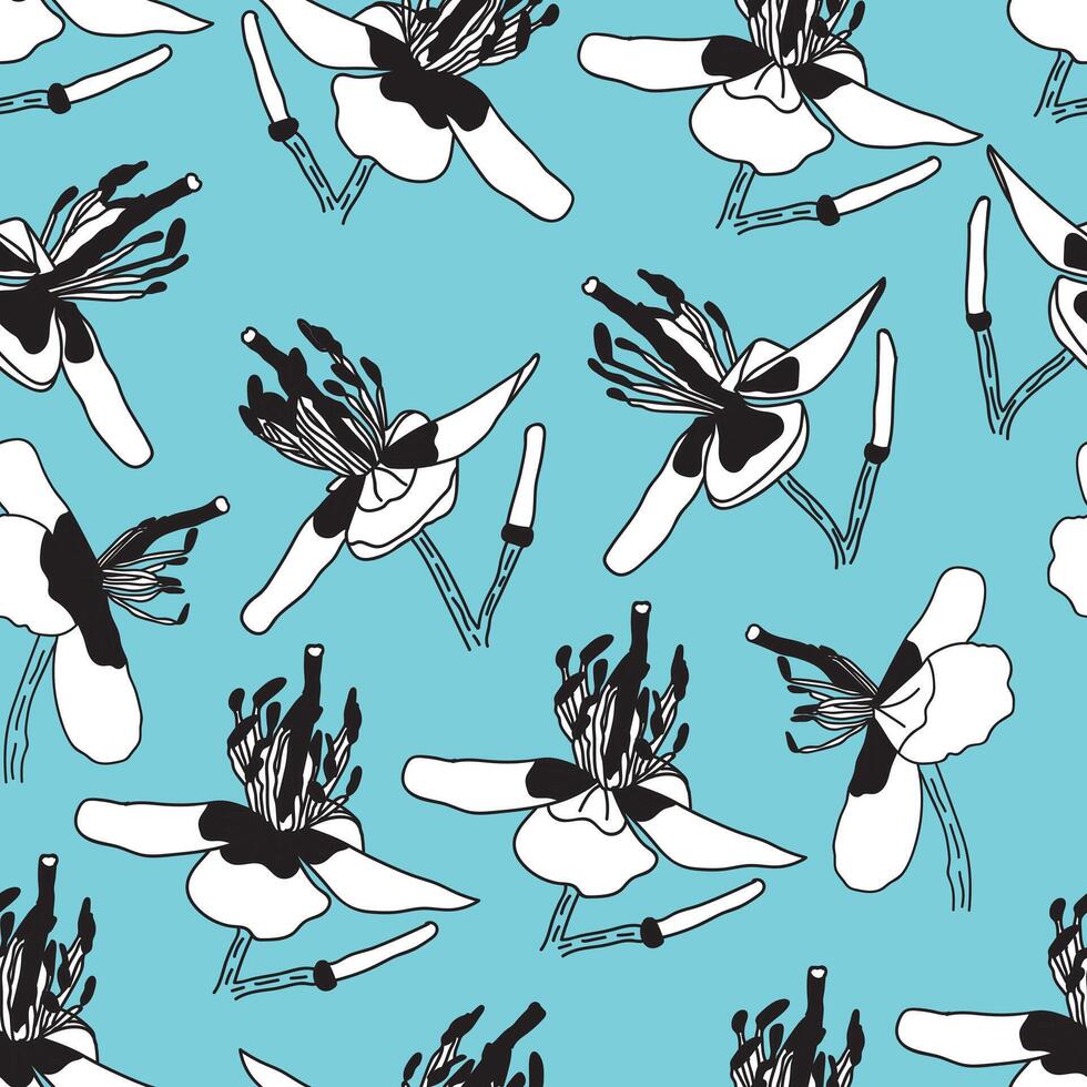 Blue Pastel Floral Textile Pattern vector