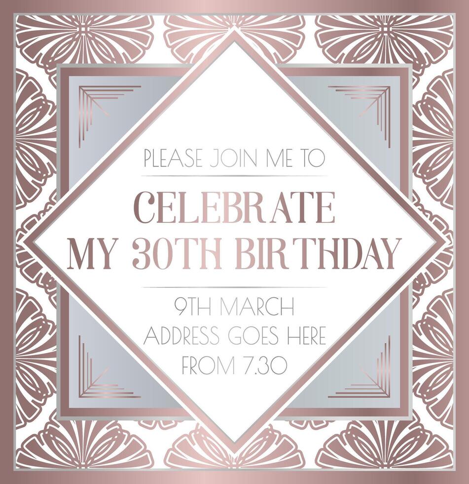 Rose Gold Gatsby Art Deco Print Frame Design vector