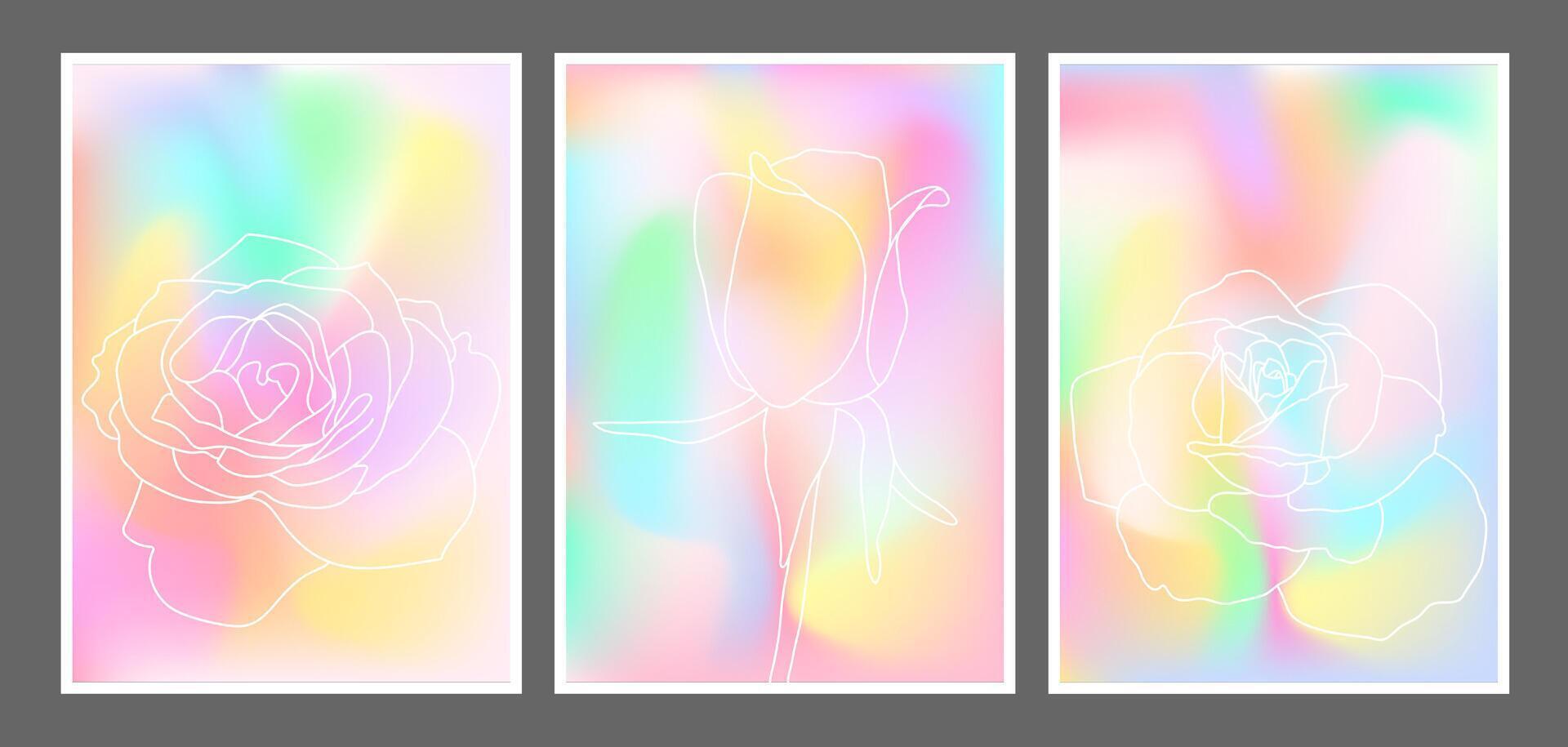 Rainboow Color Roses Abstract Wall Art vector