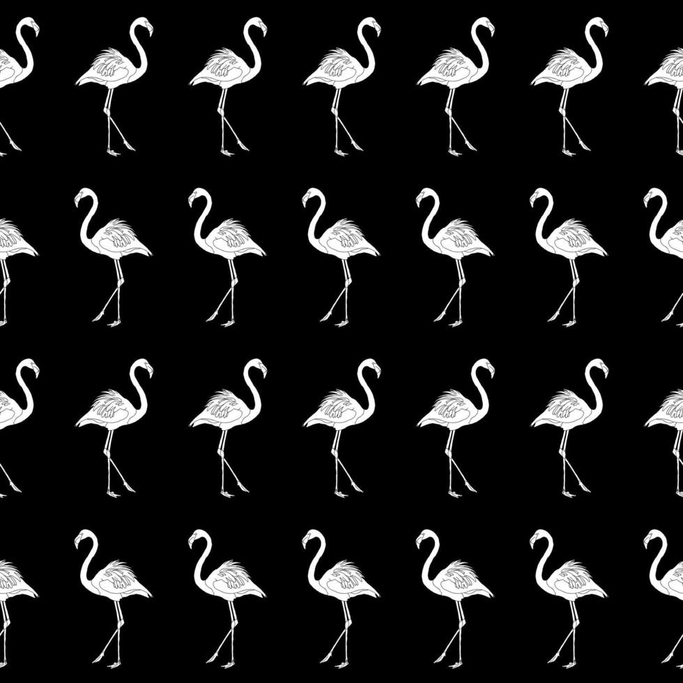 Black White Flamingo Fabrics Pattern vector
