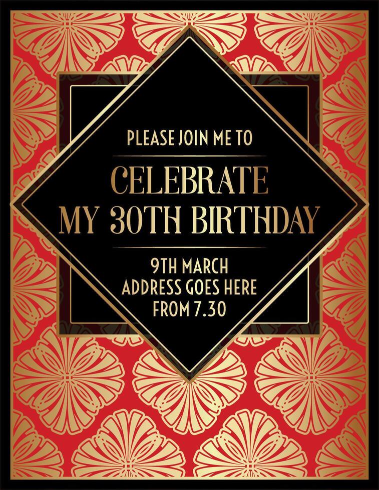 Red Geometric Gatsby Art Deco Design vector