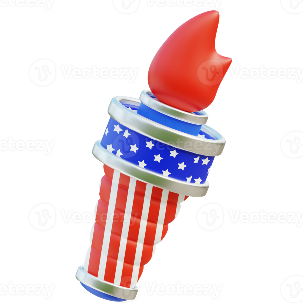 Torch 3D Icon. American Independence Day png