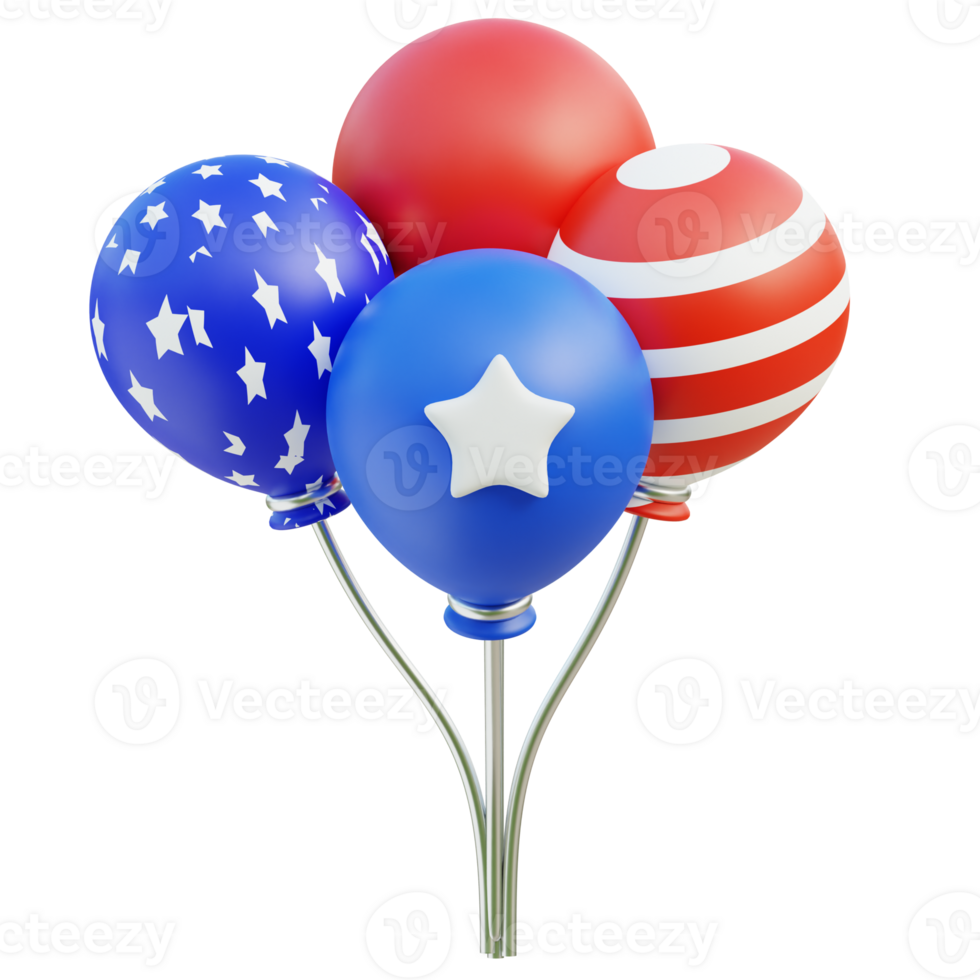 Balloon 3D Icon. American Independence Day png
