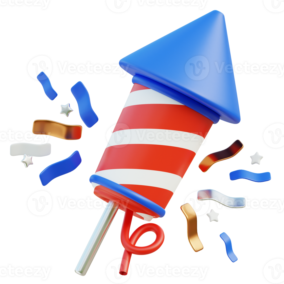 Fireworks 3D Icon. American Independence Day png