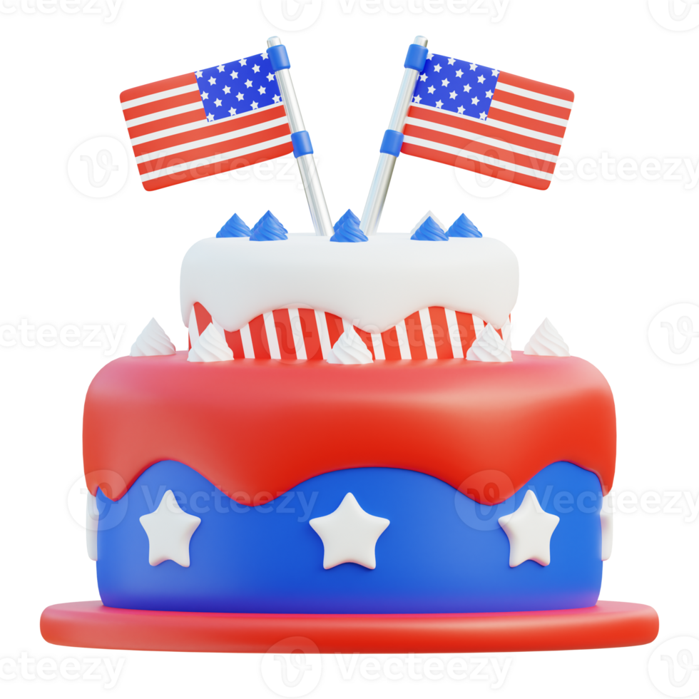Cake 3D Icon. American Independence Day png