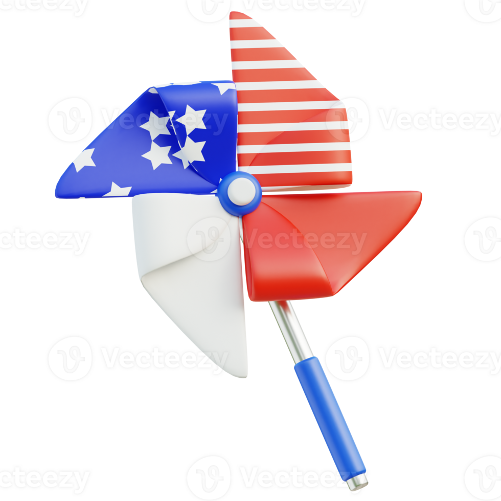 Pinwheel 3D Icon. American Independence Day png
