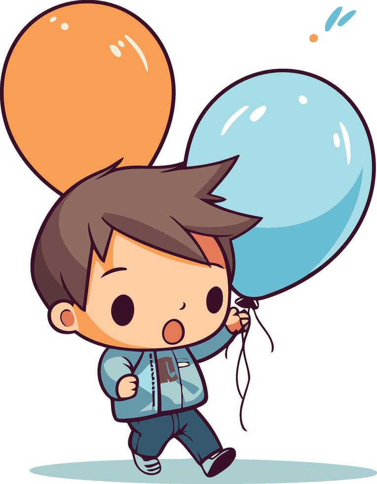 Cute boy with balloon. eps10. vector
