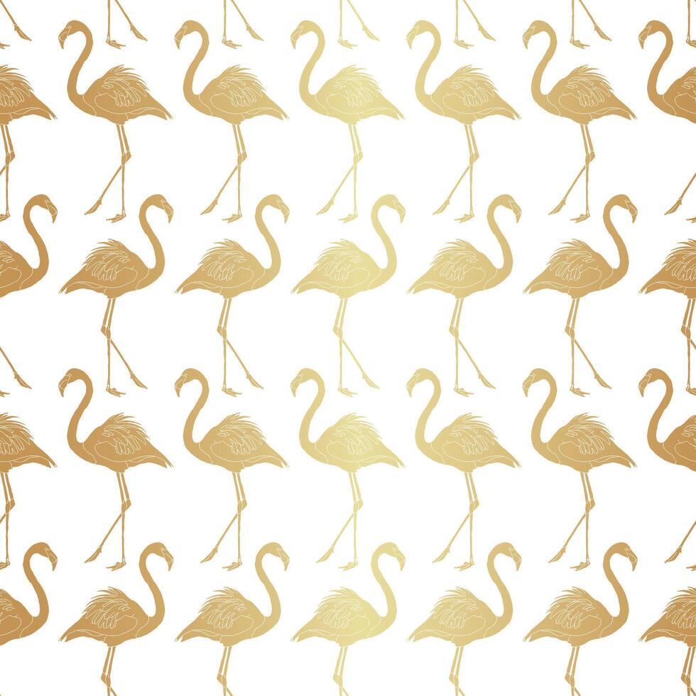 Gold White Flamingo Pattern Design vector