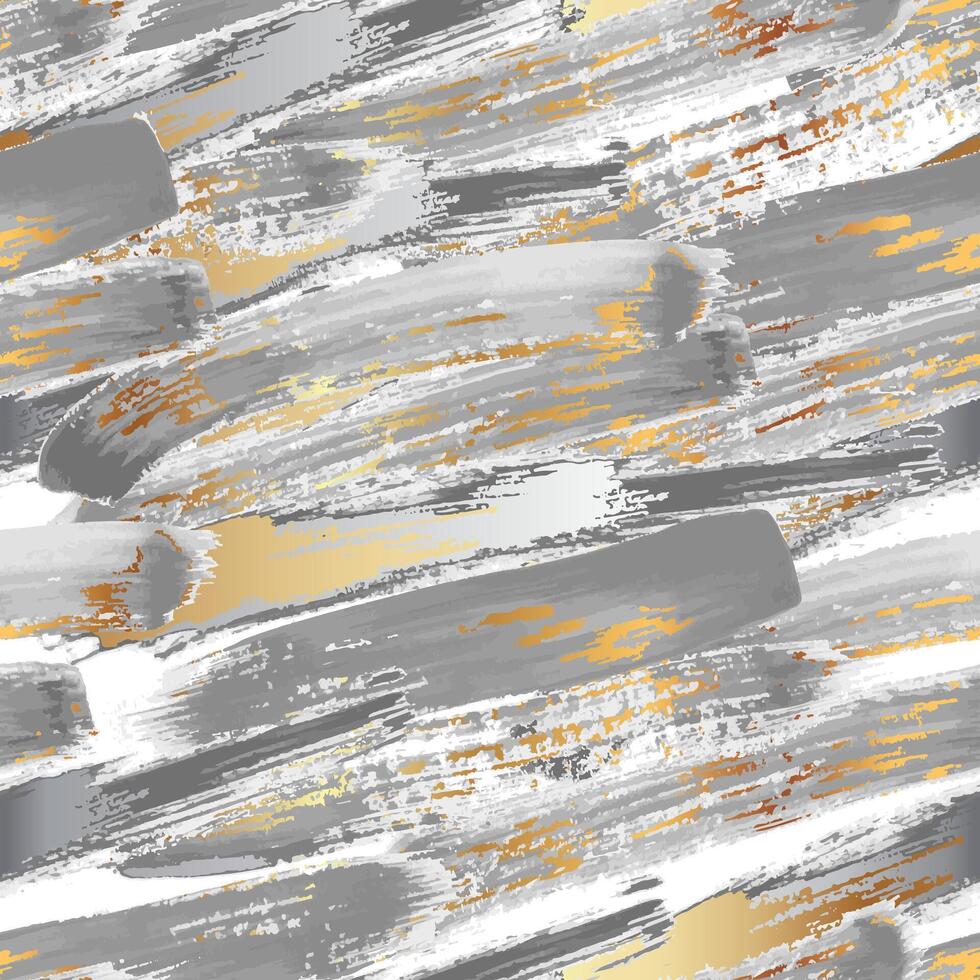 Gray and Gold Brush Strokes Seamless Pattern Design vector