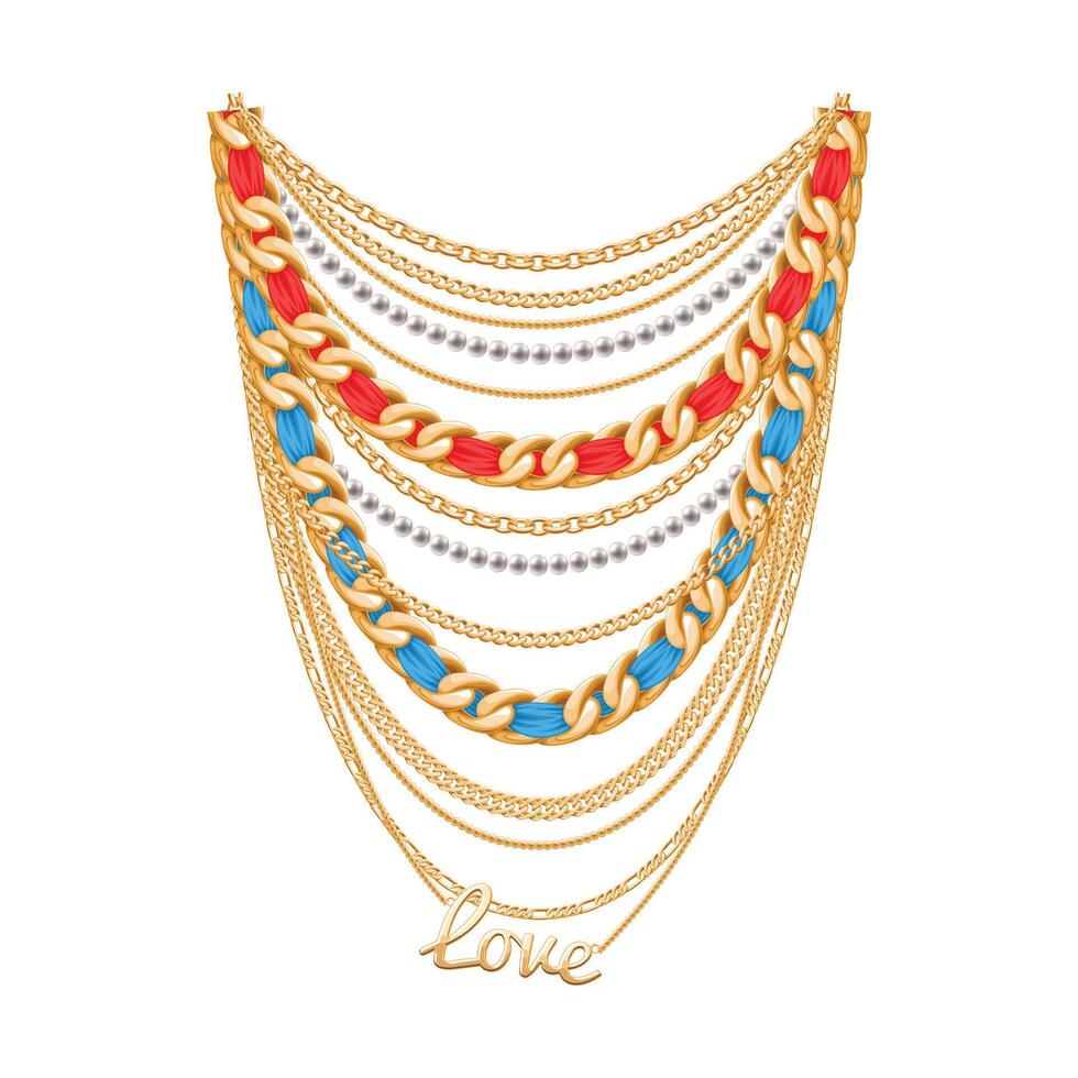 Gold Metallic Neckless Chain Illustration vector