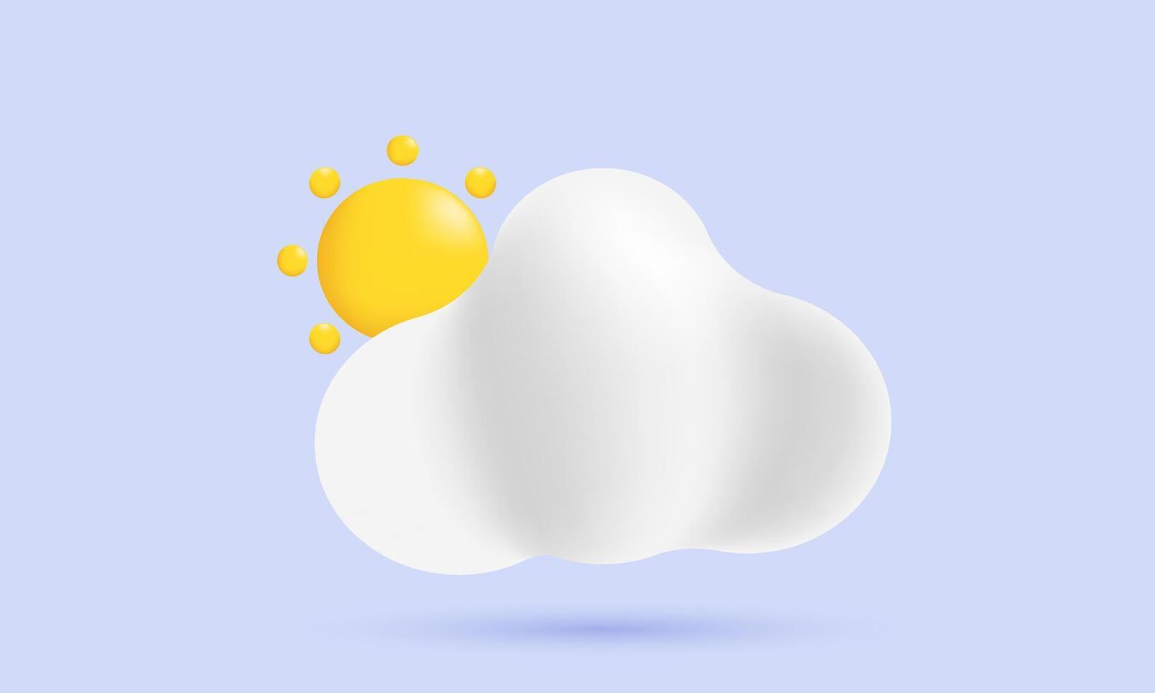 3d icon realistic sun on cloud windy design vector
