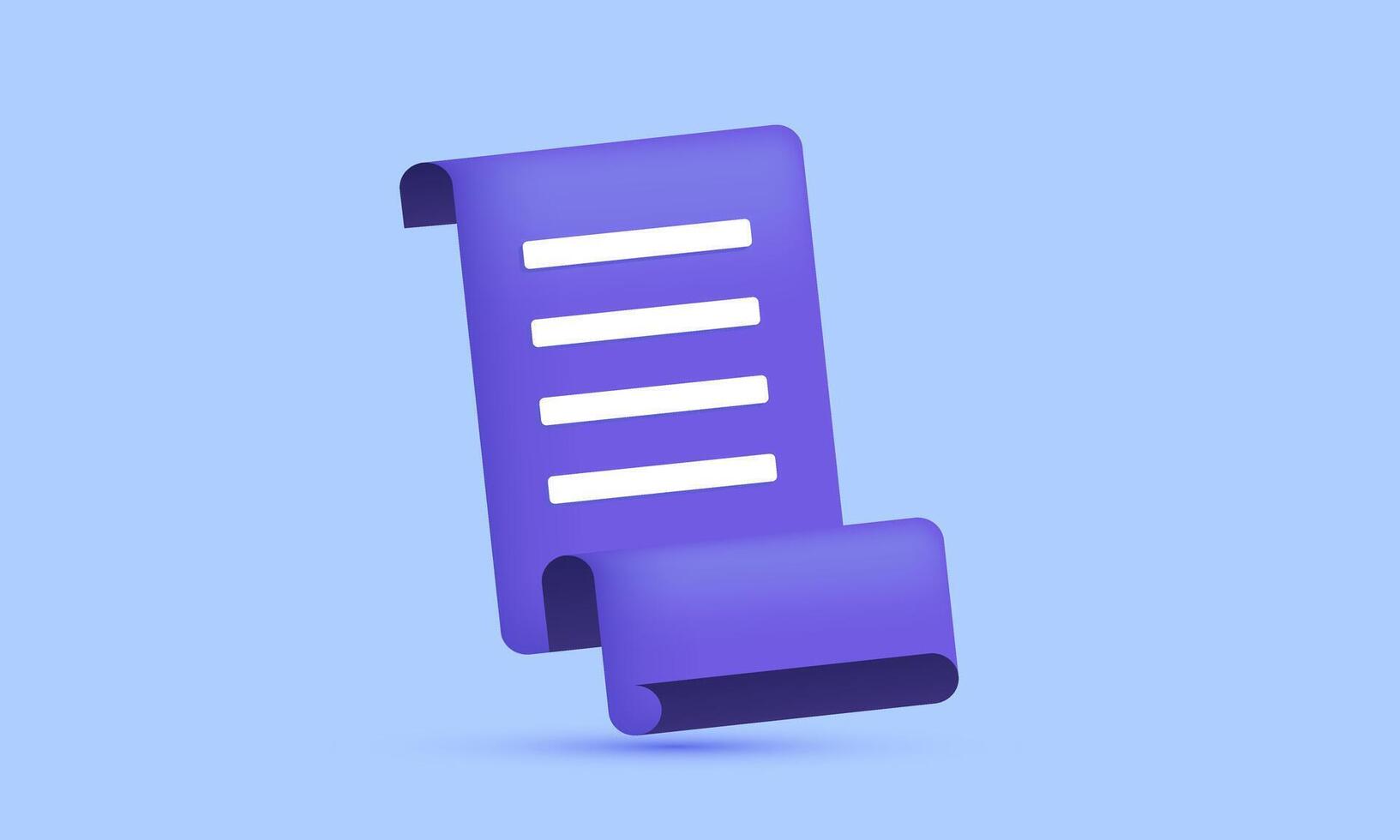 3d realistic icon paper bill transaction receipt payment design vector