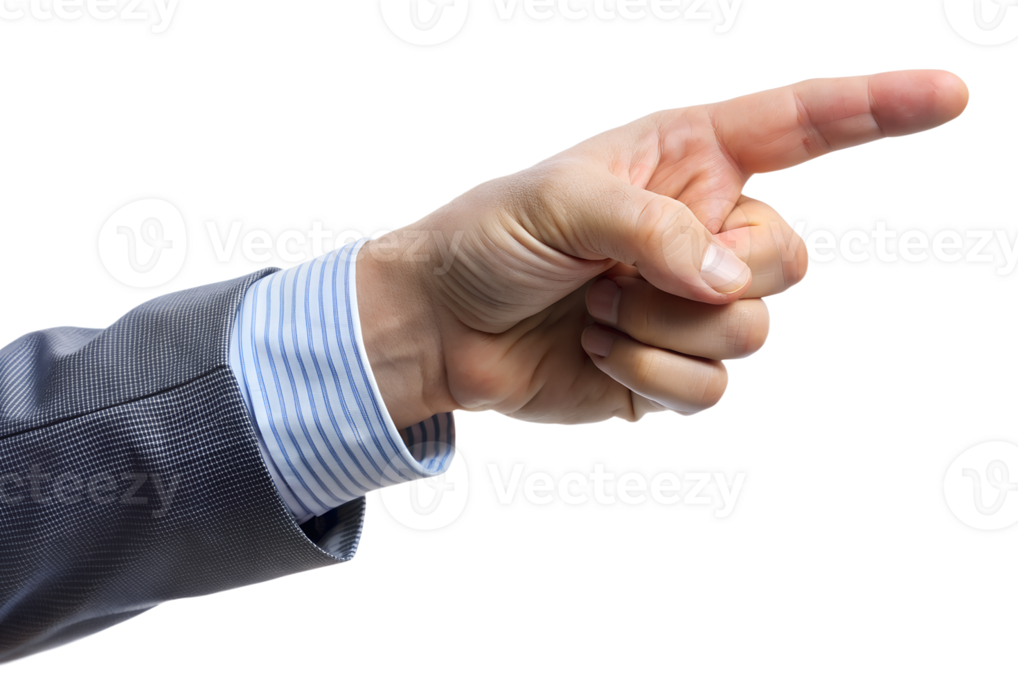 A hand pointing isolated on translucent background. AI-generated png