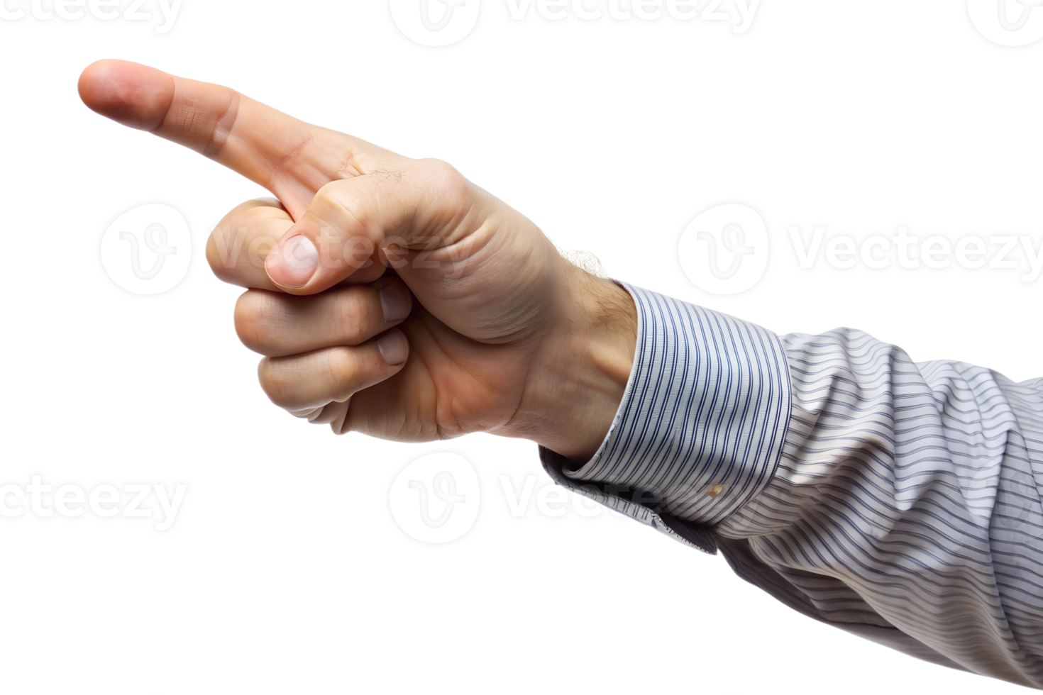 A hand pointing isolated on translucent background. AI-generated png