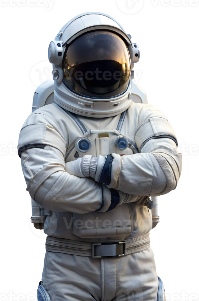 astronaut crossing arms isolated on transparent background. AI-generated png