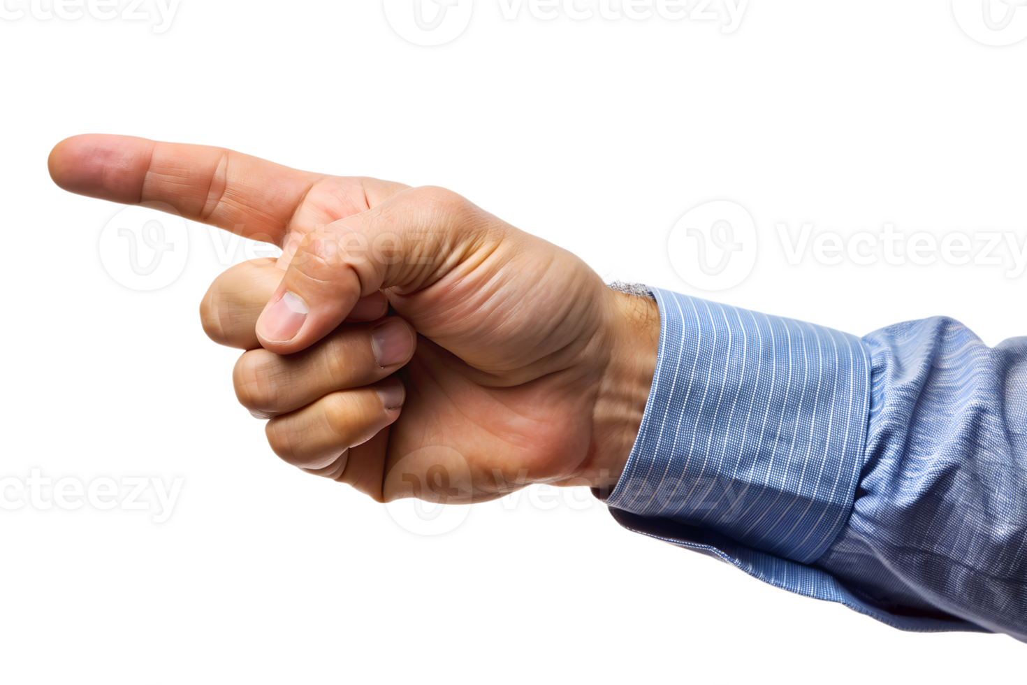 A hand pointing isolated on translucent background. AI-generated png